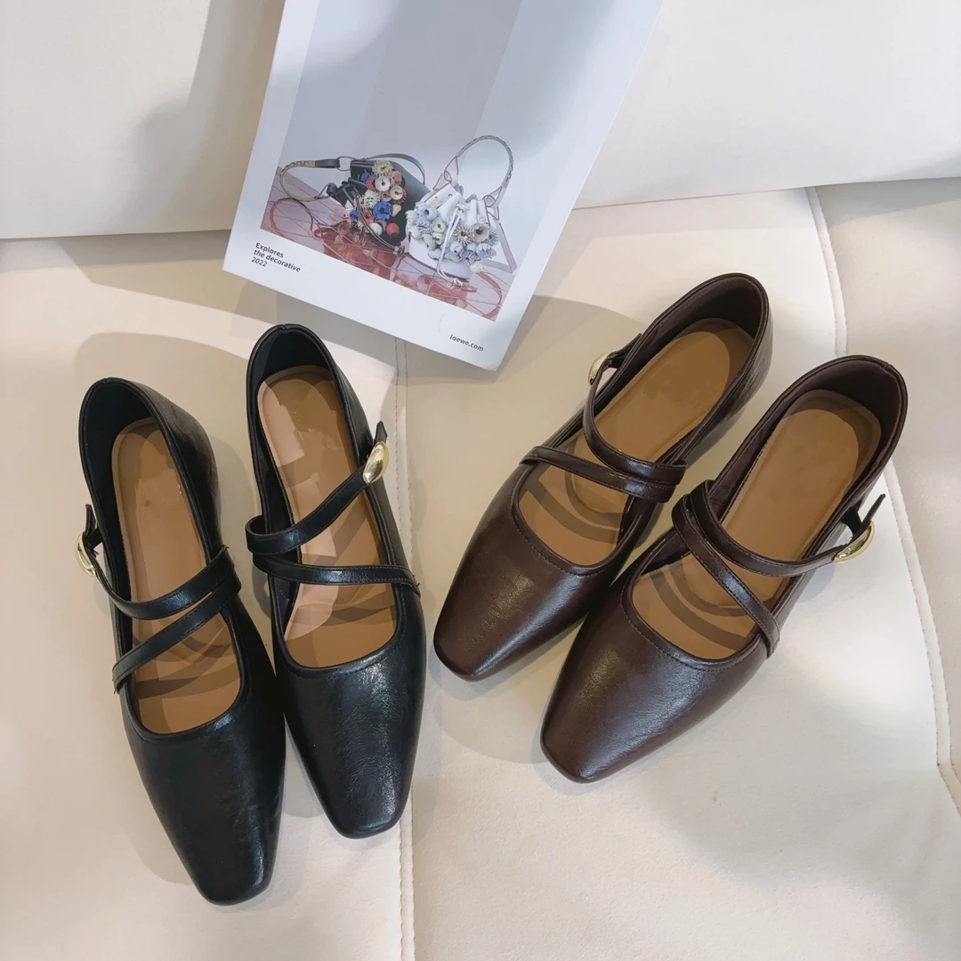 豆豆6 玛丽珍纯色休闲绑带职场低跟休闲鞋-DQ9907-1