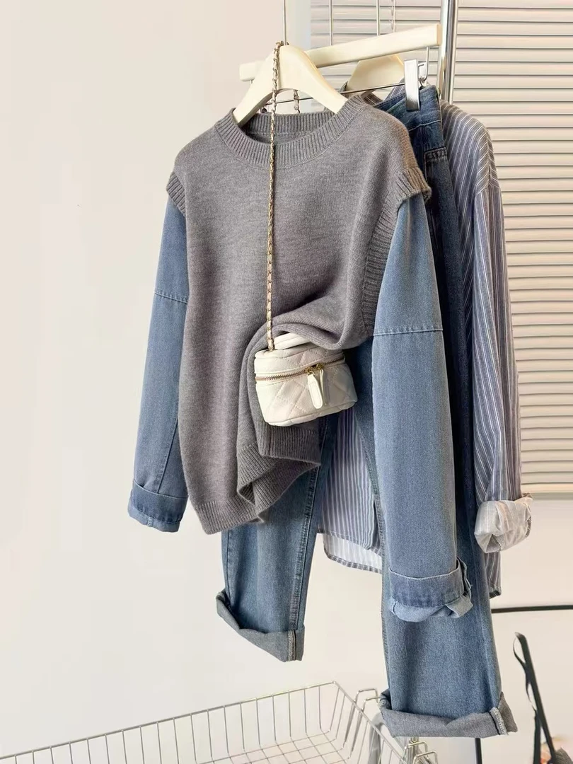 2024秋冬新款时尚休闲百搭长袖加厚ins高领宽松女士针织衫