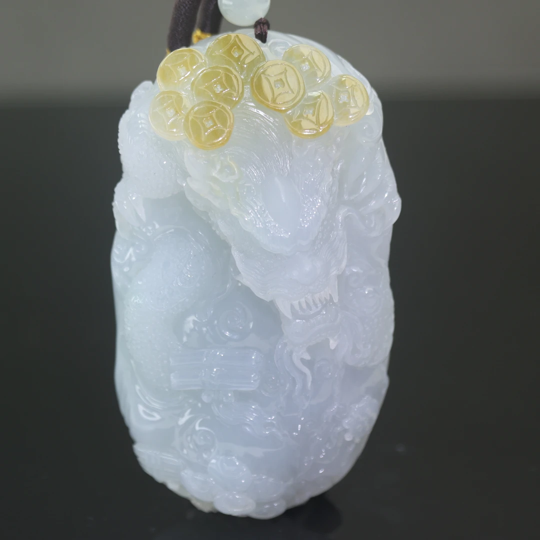 40天然缅甸翡翠A货俏黄翡龙牌/300132/北京中保拍卖