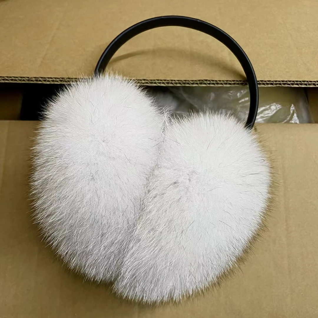 冬季保暖耳罩白色韩版简约气质骑行防冻防寒毛绒护耳耳包女学生