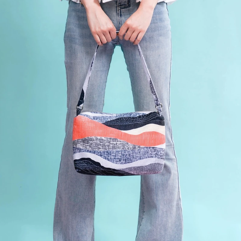 无则艺【子母方包】黑色山峦布包很艺术原创斜挎包个性印花休闲小众