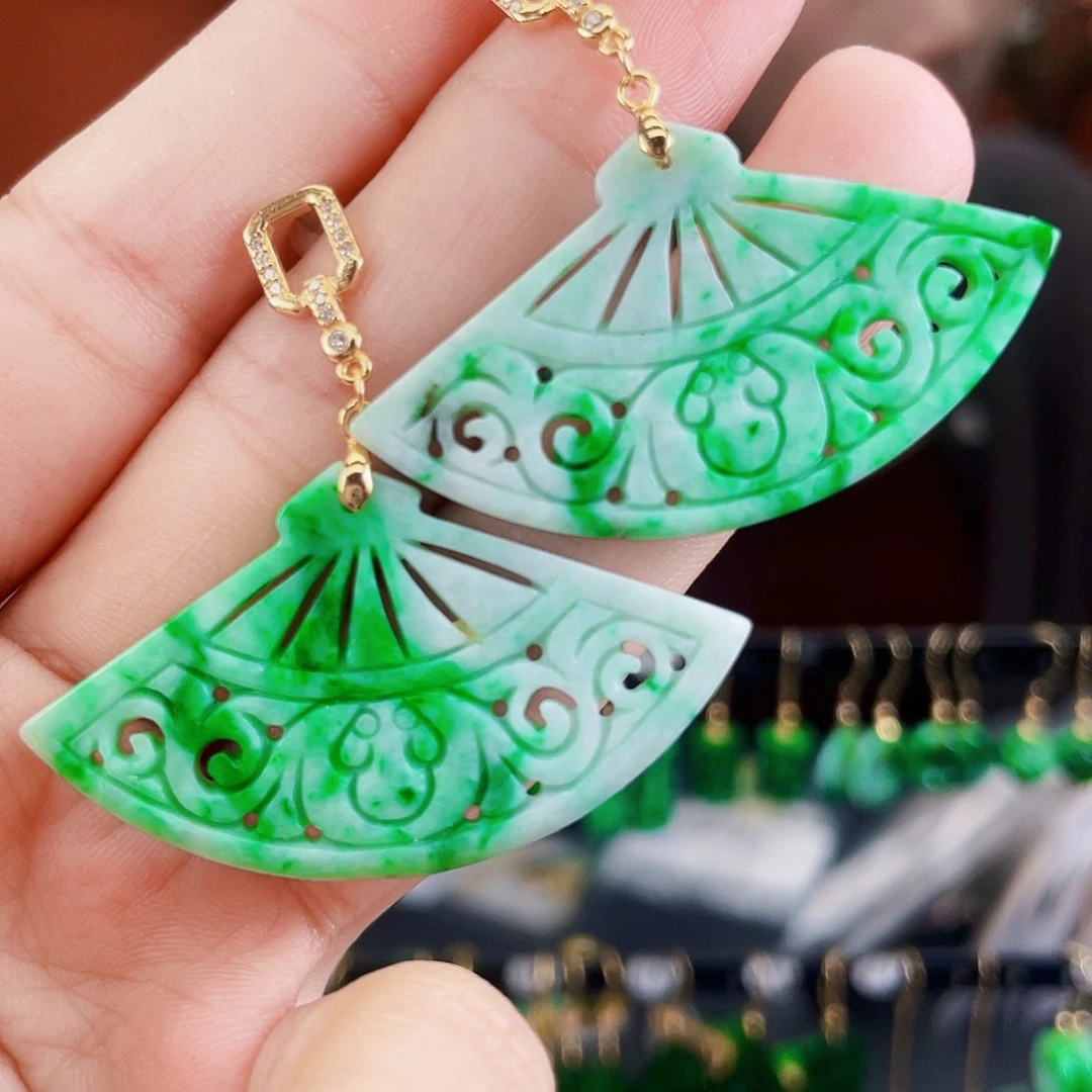 翡翠银S925镶嵌耳饰