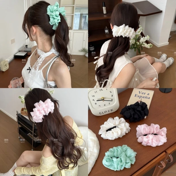 薄荷曼波云朵泡芙～新款横着夹的香蕉夹立体褶皱春天色泡芙发夹