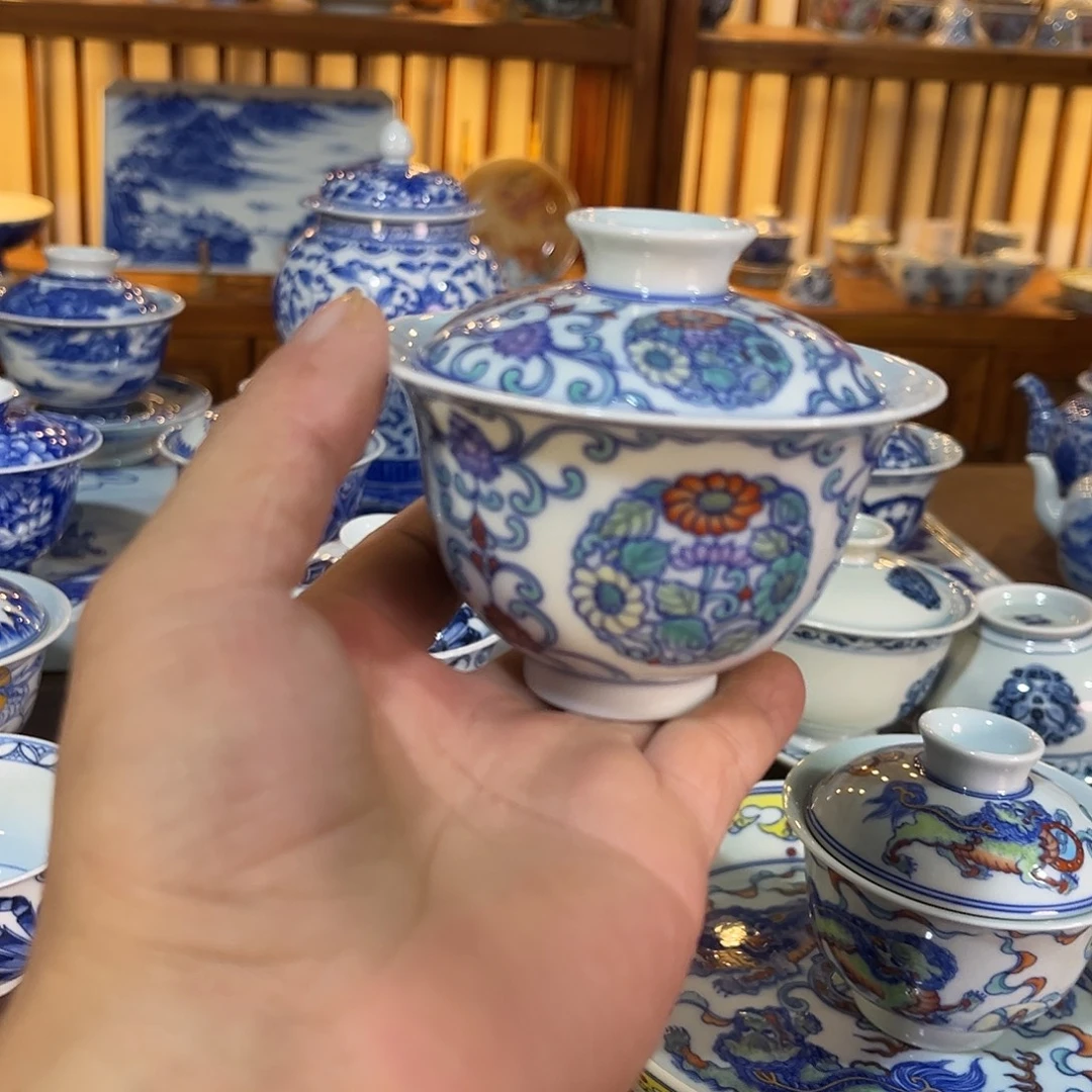 錡镇堂手工手绘盖碗