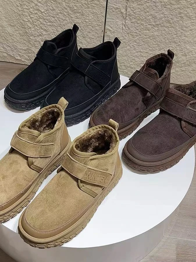 秋冬男士加绒加厚防滑厚底雪地靴百搭保暖棉单鞋
