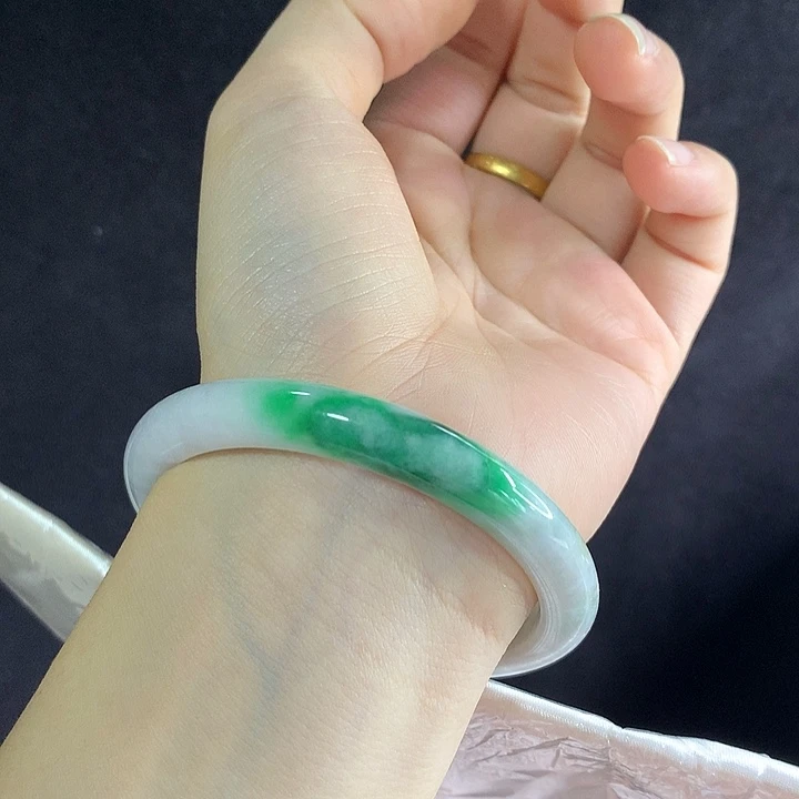 翡翠未镶嵌手镯56圈6344窄款正圈