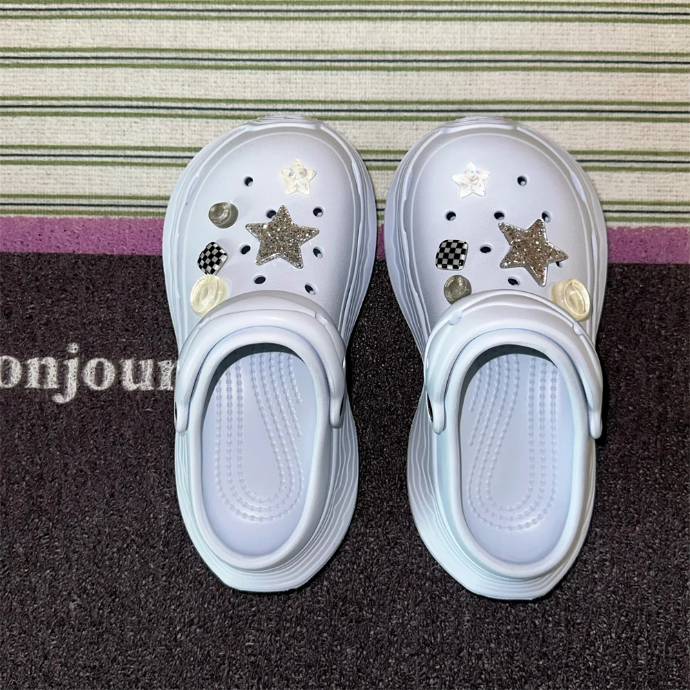 创意格子星星包头女士夏季洞洞鞋甜酷厚底户外ins舒适网红凉拖鞋