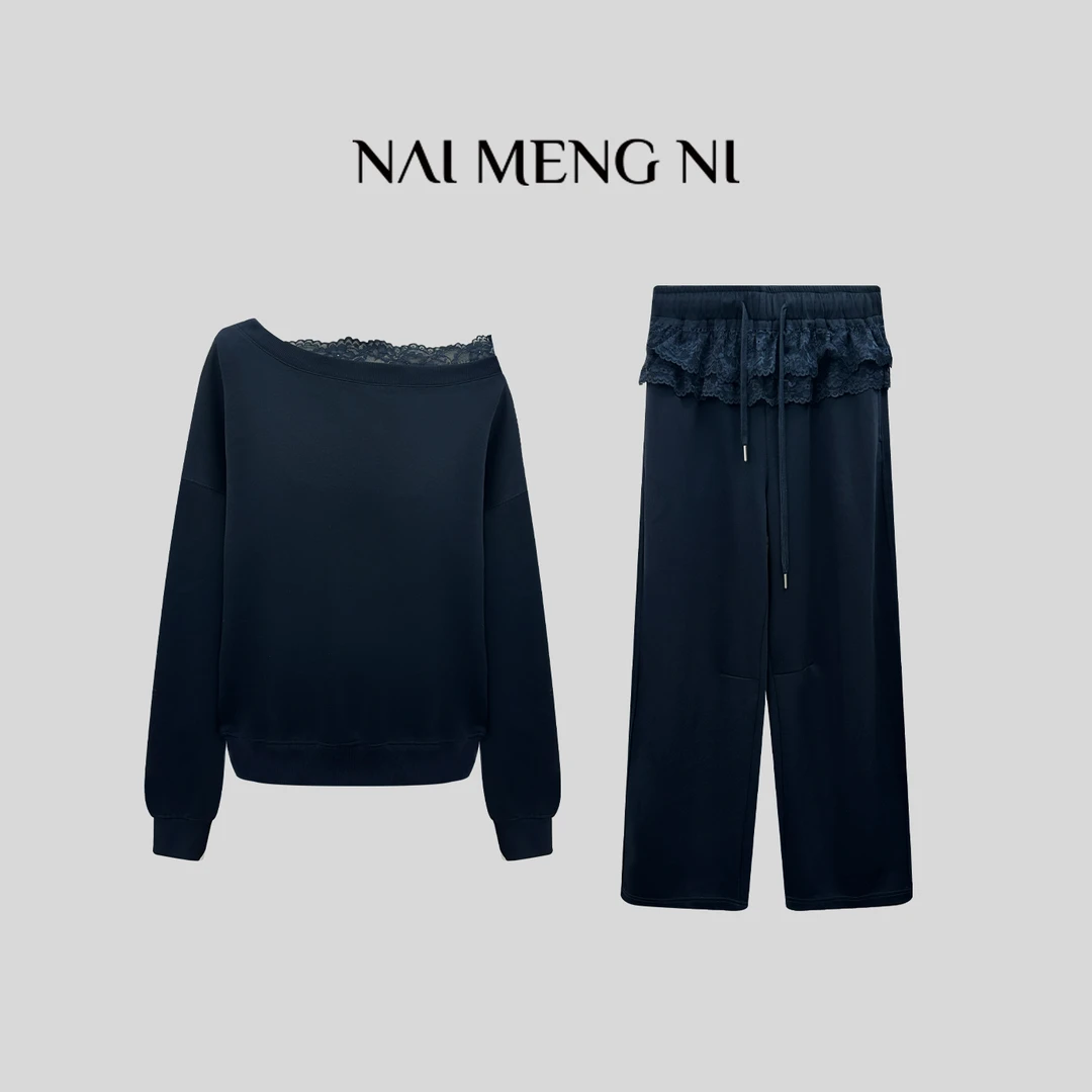 【齐齐定制】春夏时髦蕾丝花边气质休闲女士ol两件套装 25N5677