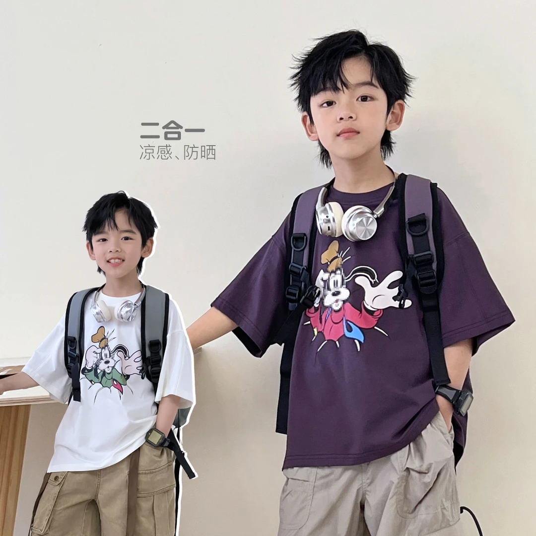 男童个性卡通印花短袖t恤儿童夏装中大童帅气炸街半袖 5058239O1