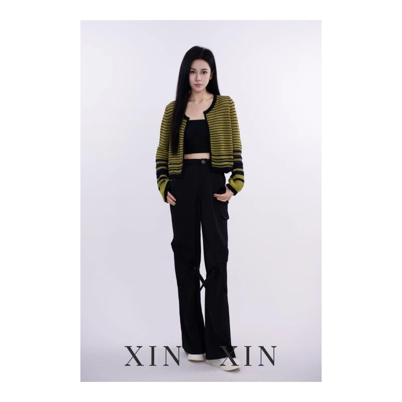 XIN XIN【百变工装裤 黑色】两种裤型切换  缎面工装平腰长裤