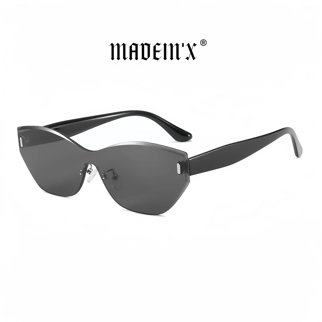 Madein X男女复古猫眼墨镜无框设计显瘦太阳眼镜潮流百搭遮阳镜