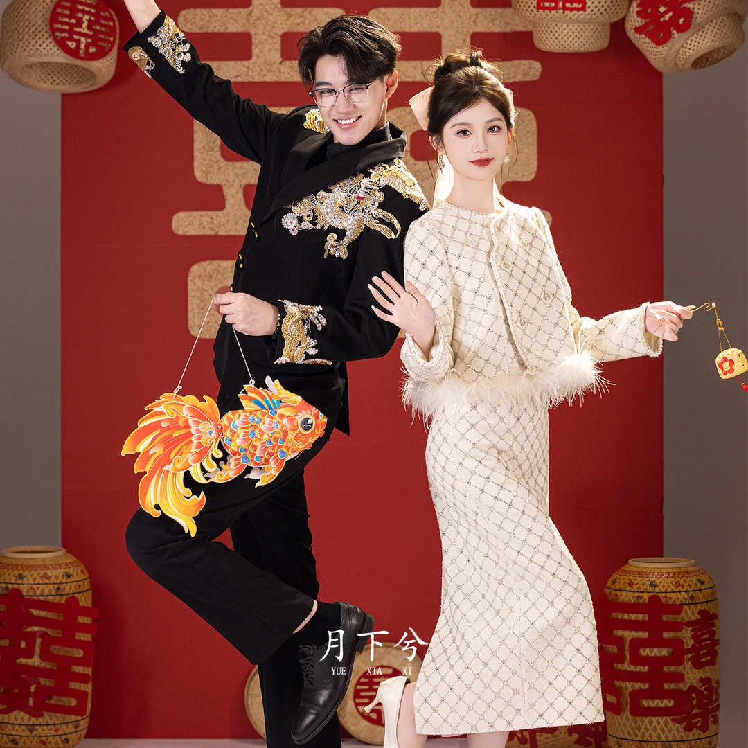 月下兮【芦雪】小香风套装2025新款白色轻奢新娘结婚订婚礼服敬酒服