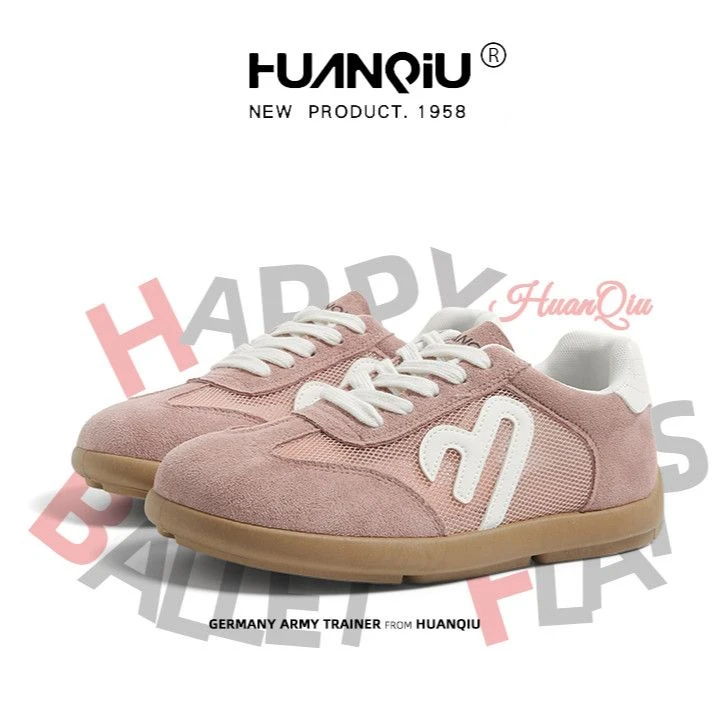 环球粉色德训鞋女高颜值薄款软底鞋ins百搭休闲运动鞋平底阿甘鞋