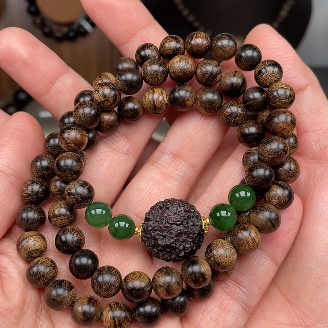 沉香手串越南芽庄白棋虎皮瘿子瘤疤