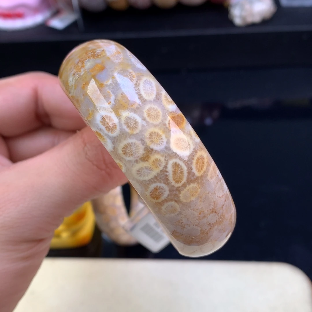 硅化珊瑚（珊瑚玉）未镶嵌颈饰26号57圈双面柠檬