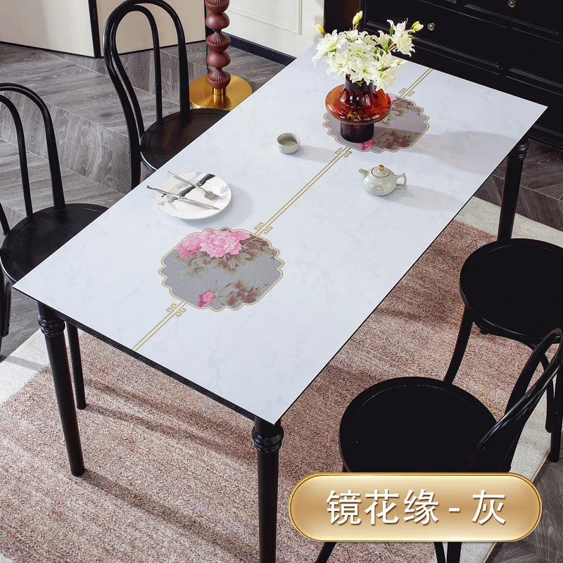 晶钻PVC新中式餐桌垫长方形桌布茶几布桌台布防水防油防烫免洗