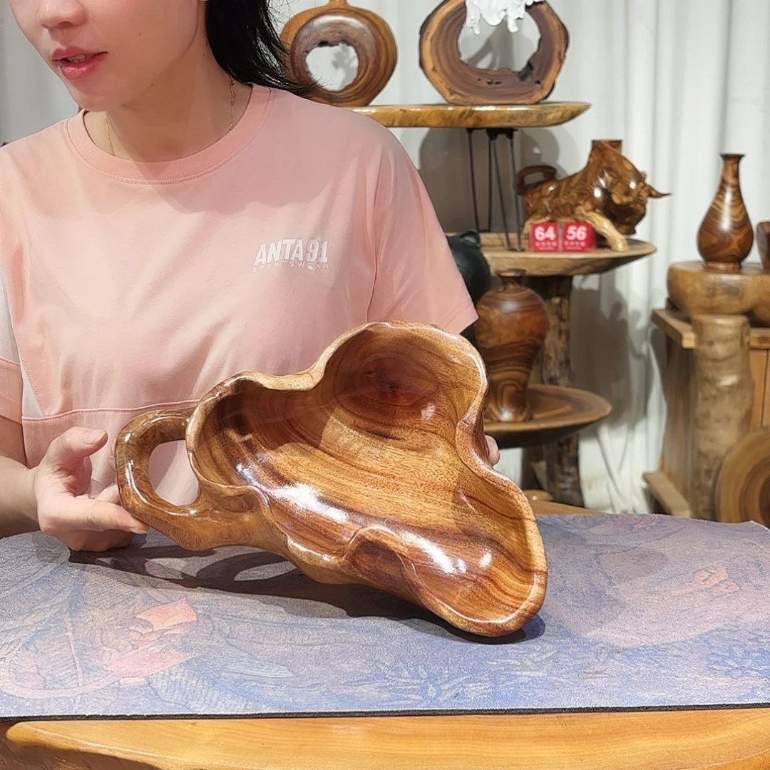 香樟木果盘摆件工艺品