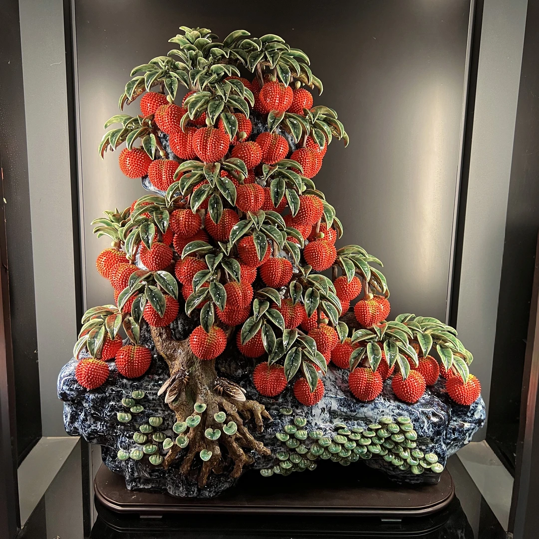 【高满堂红荔枝树】石湾公仔尺寸长度75深度30高度75创意