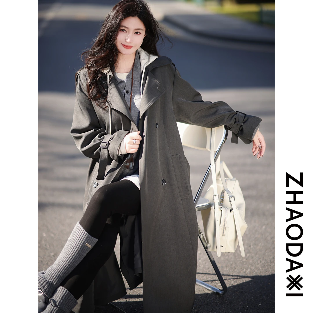 【赵大喜】现货！精巧线：路易斯风衣｜25新款翻领可拆卸连帽长款风衣