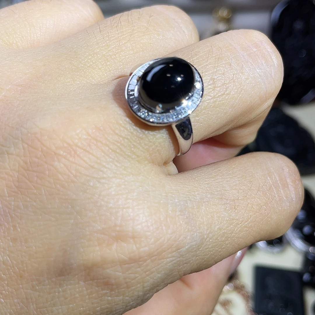 翡翠未镶嵌戒指墨翠