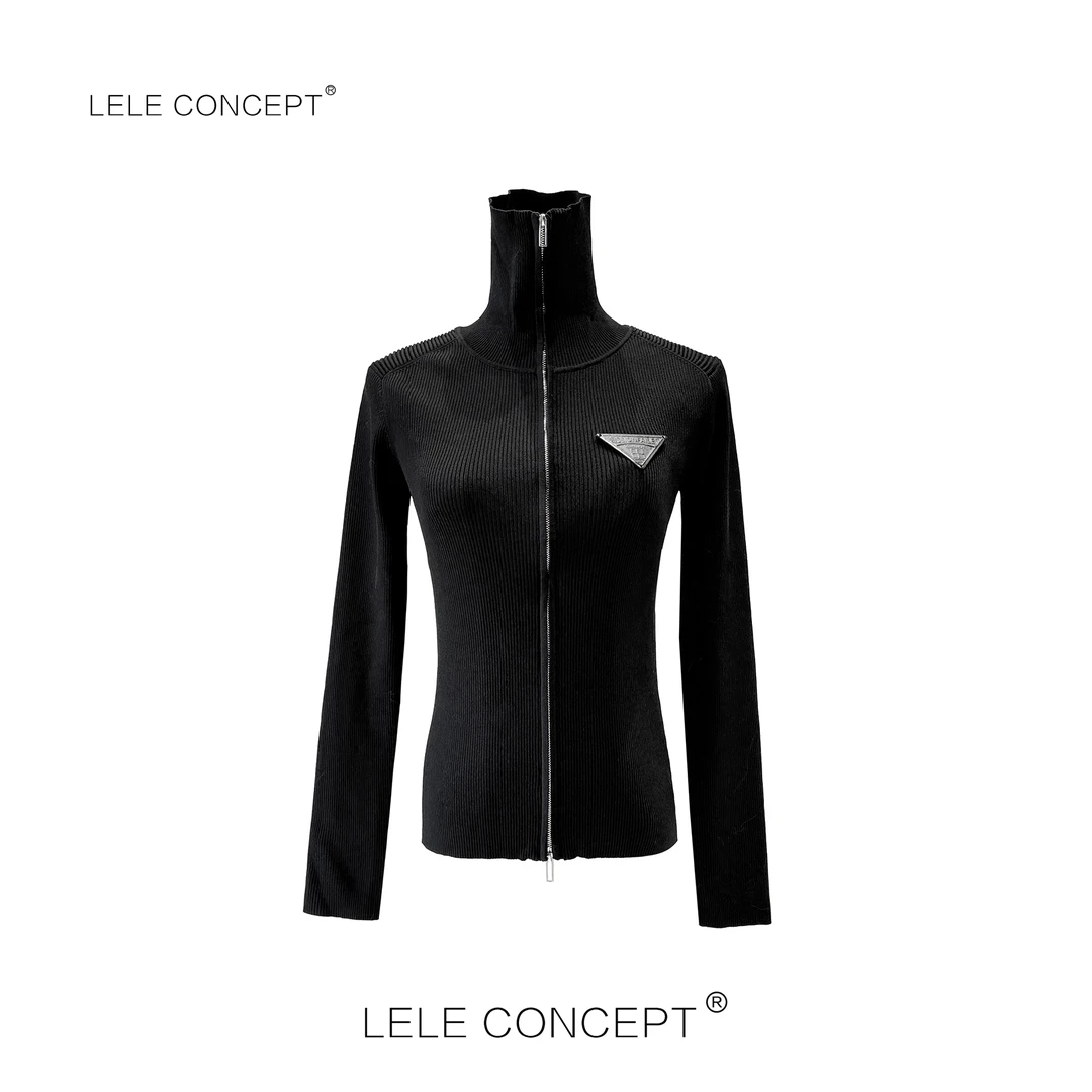LELE CONCEPT |「夭夭」时尚百搭修身三角标拉链毛衣拉链毛衣S0762