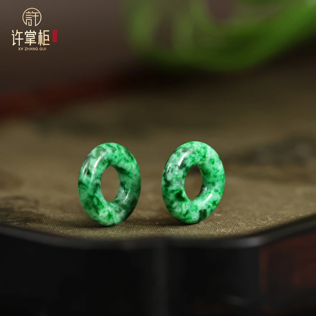 许掌柜｜翠韵甜环 翡翠甜甜圈耳饰配饰天然翡翠A货