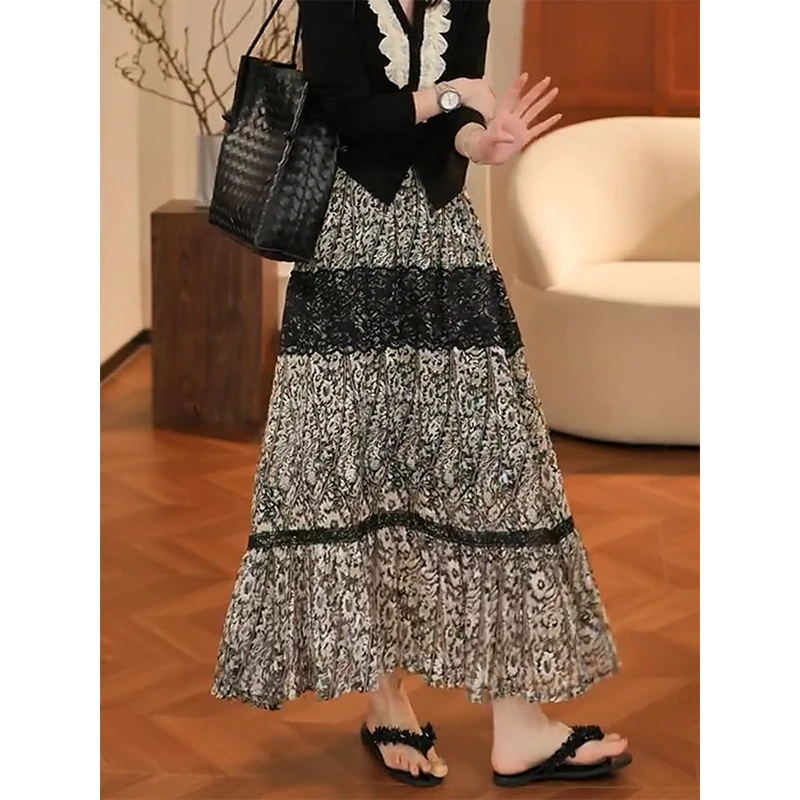 小众设计感碎花半身裙女2025夏季新款高腰显瘦宽松时尚松紧腰长裙