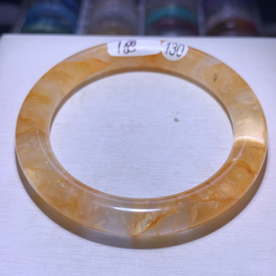 水晶银S925镶嵌手镯黄胶花60.5圈130