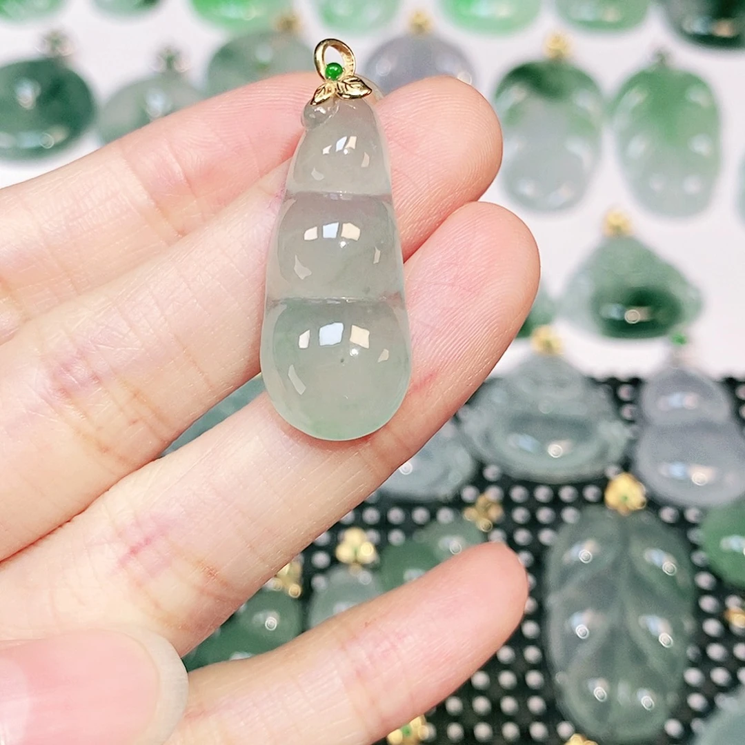 吊坠(不含链)18K金镶嵌翡翠
