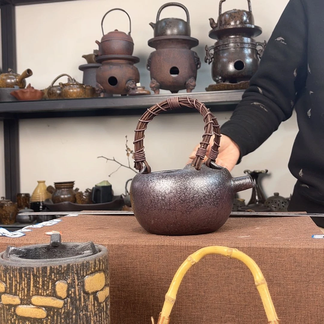 紫泥茶壶紫砂粗陶茶器