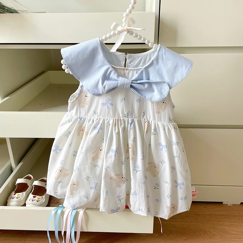 【现货】DZ25X307女童小熊连衣裙夏季女宝宝背心裙儿童棉布裙