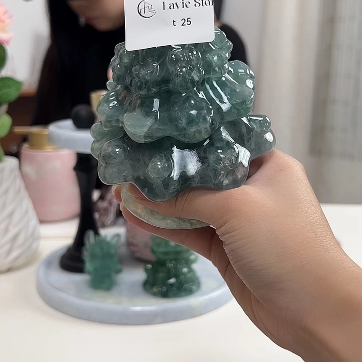 石材t25绿萤石圣诞树