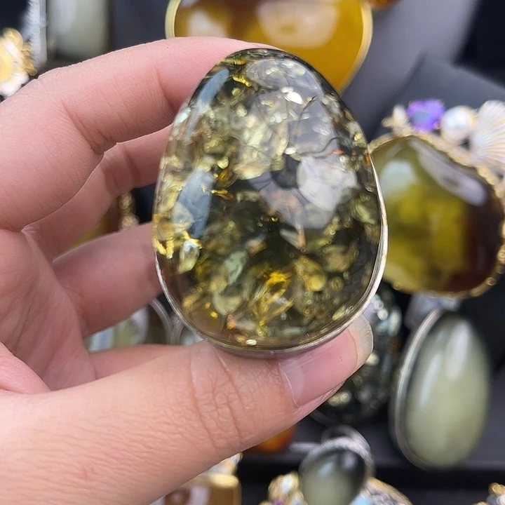 琥珀银S925镶嵌裸石