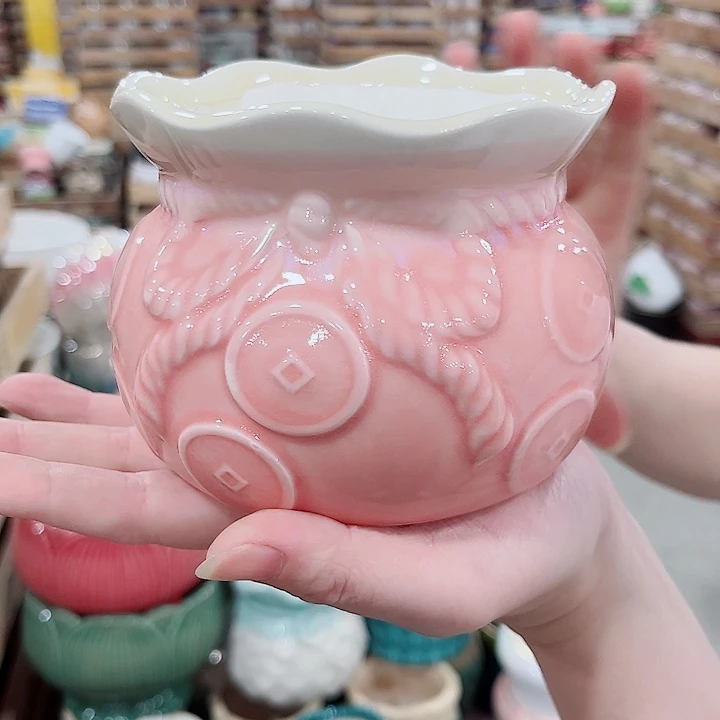 有孔.凑单10元陶瓷花盆发货！