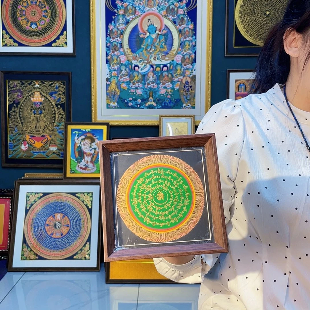 卷轴画手绘唐卡 六字摆台17厘米