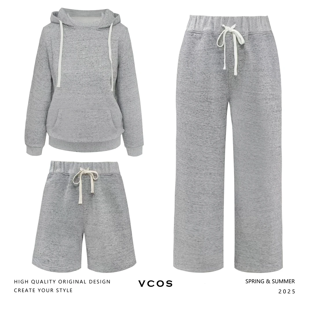 花灰休闲时尚羊毛花纱色织百搭套装