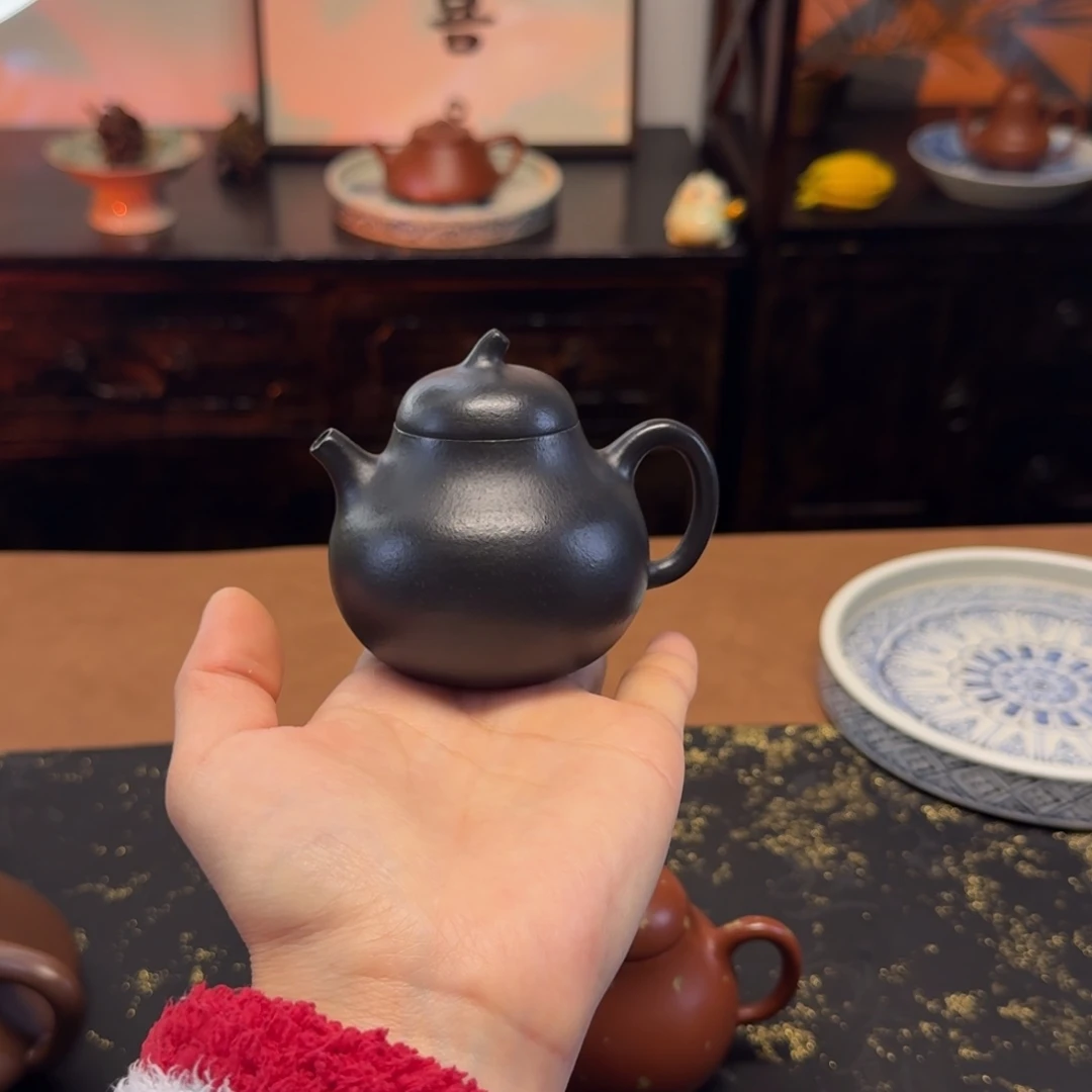 紫砂茶壶130cc，茄瓜壶，小煤窑朱泥捂灰