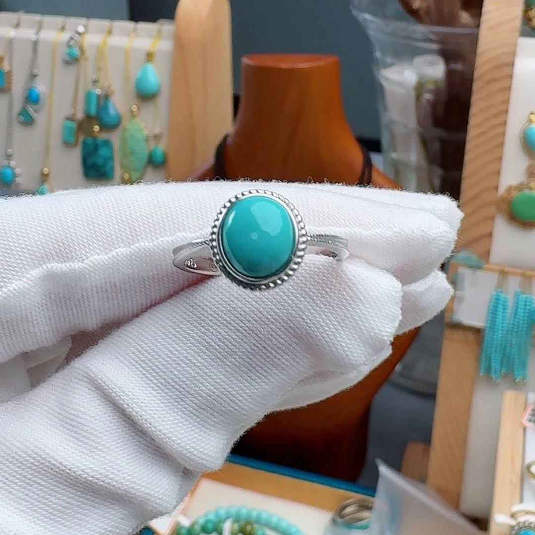 绿松石银S925镶嵌戒指戒指