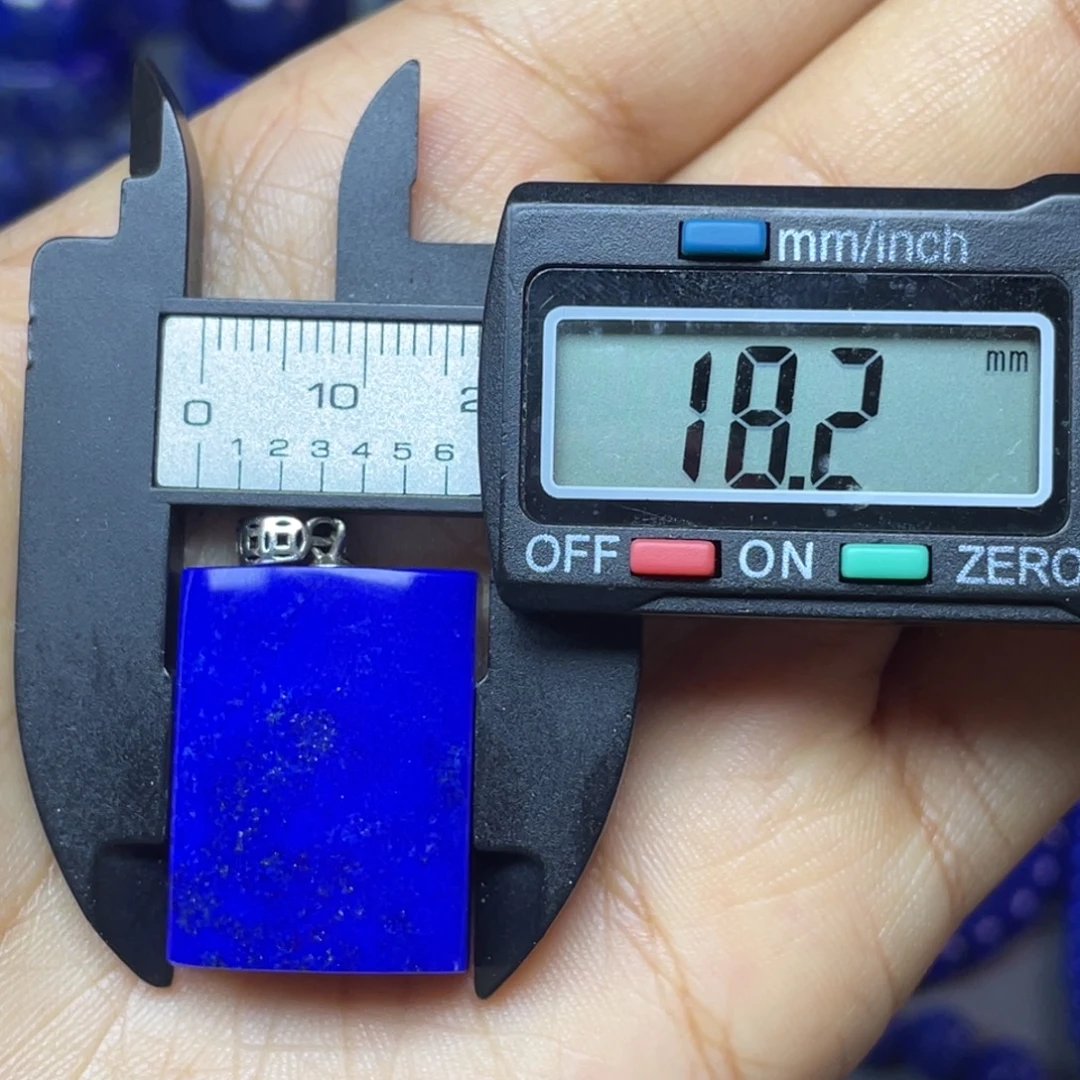 青金石银S925镶嵌18×24mm无事牌