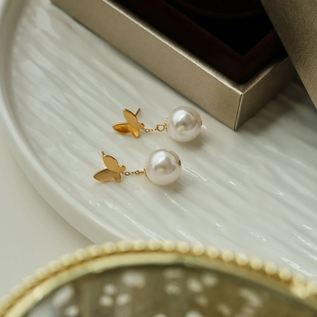 阿卡妍 925银耳饰 甜美蝴蝶流苏耳钉优雅清新精美闺蜜时尚气质