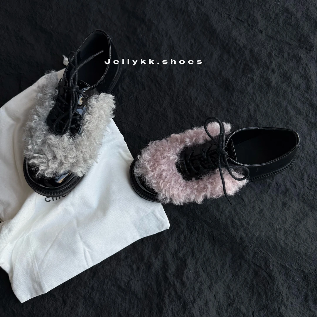 【Jellykk】4cm2025早春新款博主ins设计师款系带圆头甜酷乐福鞋