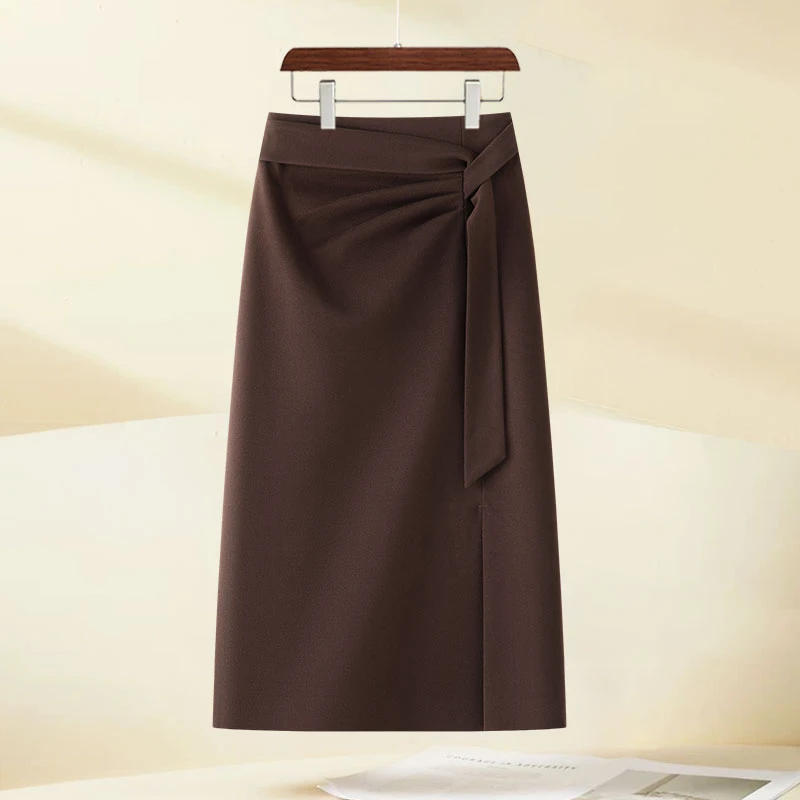 高腰气质毛呢半身裙女秋冬季新款2025垂坠感高端爆款a字包臀裙子