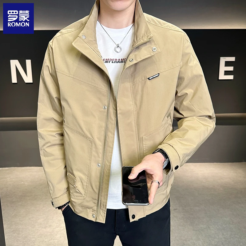 罗蒙2025秋装新款上衣男士立领工装外套时尚休闲潮流百搭夹克外套