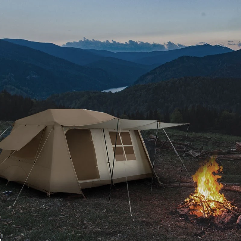 户外帐篷屋脊13自动帐篷防雨防晒露营野营装备两室一厅野外小屋