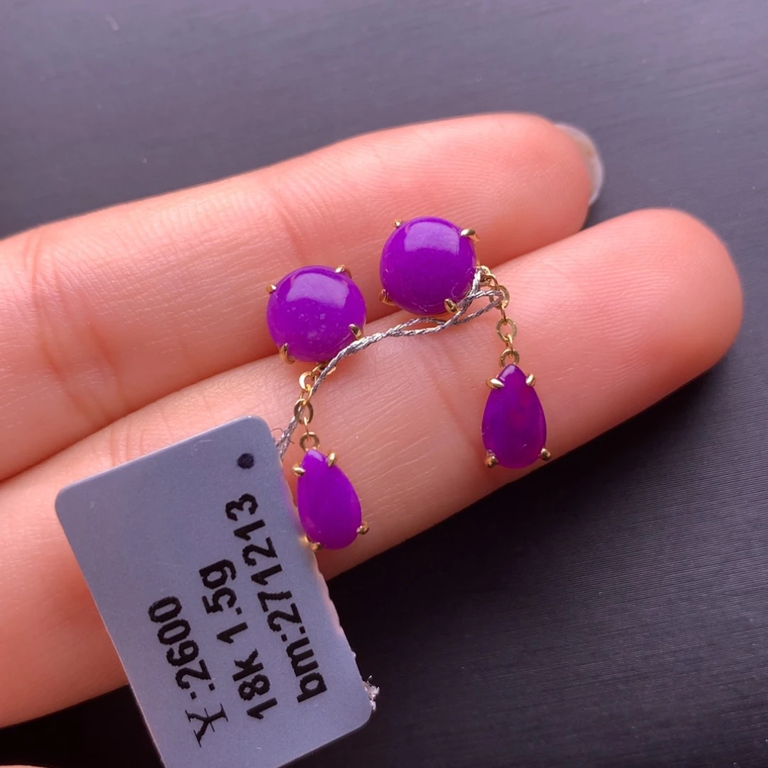 苏纪石（舒俱来）18K金镶嵌耳坠