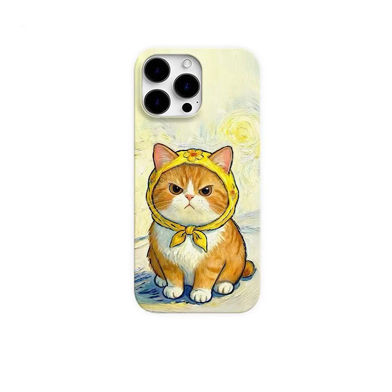油画猫咪手机壳适用苹果16pro/15pro创意14/13pro趣味iPhone17pro