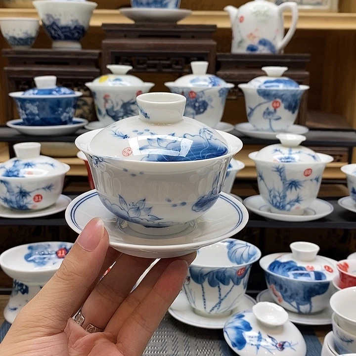 手绘鱼跃龙门150釉下彩高温瓷微瑕福利款