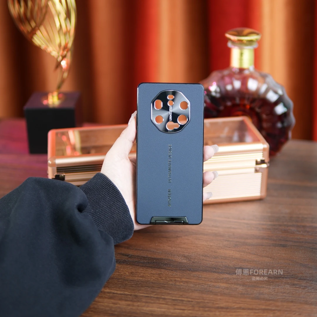 适用于华为mate40rs手机壳保时捷拉杆支架40sr素皮保护套新款直边