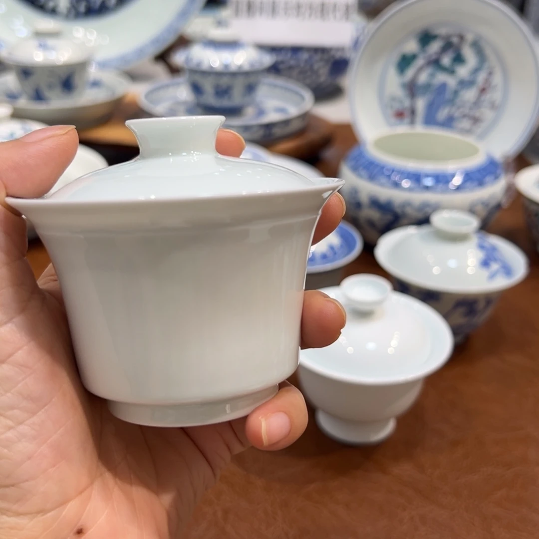 盖碗素胎马蹄盖碗110毫升