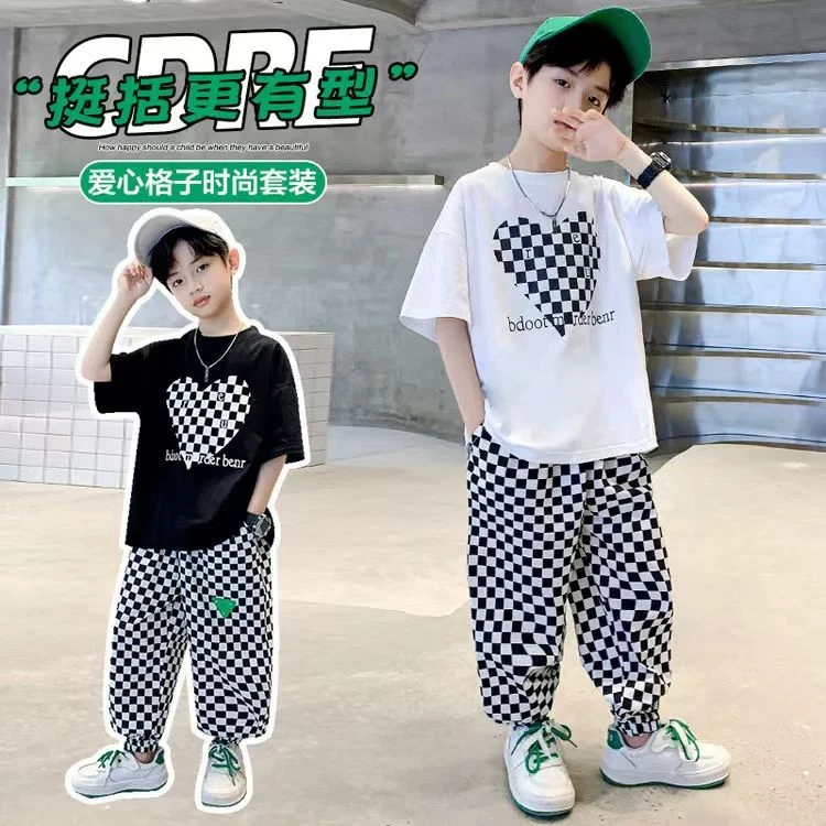 男女童桃心款短袖两件套